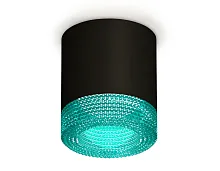 Светильник накладной XS7402013 Ambrella light чёрный голубой 1 лампа, основание чёрное в стиле хай-тек модерн круглый