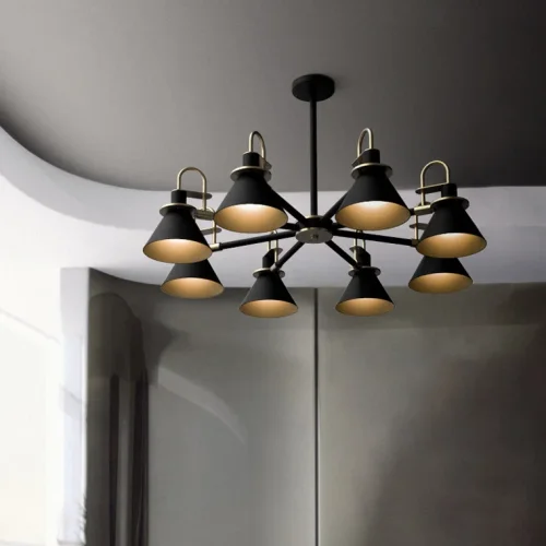 Люстра на штанге CODA D94 Black 193071-26 ImperiumLoft чёрная на 8 ламп, основание чёрное в стиле современный фото 5
