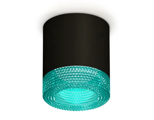 Светильник накладной XS7402013 Ambrella light голубой чёрный 1 лампа, основание чёрное в стиле хай-тек современный круглый