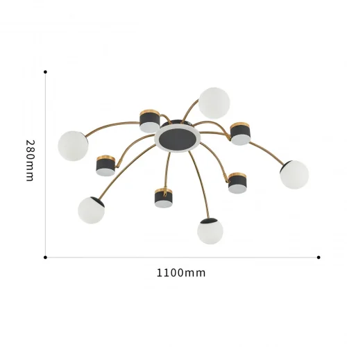 Люстра потолочная LED Ferrara-71040 272040/10 BK/GD Arte Milano белая на 1 лампу, основание чёрное в стиле современный хай-тек фото 14