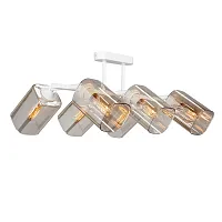 Люстра потолочная V4895-0/6PL Vitaluce янтарная на 6 ламп, основание белое в стиле арт-деко 