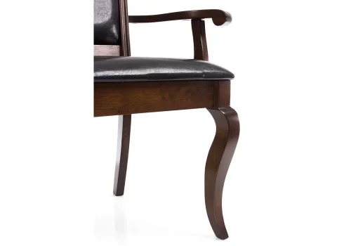 Кресло Drage cappuccino 1611 Woodville, чёрный/искусственная кожа, ножки/массив гевеи дерево/коричневый капучино, размеры - ****650*550 фото 8