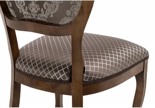 Деревянный стул Лауро орех / ромб 431000 Woodville, коричневый/ткань, ножки/массив бука дерево/орех, размеры - ****490*550 фото 5