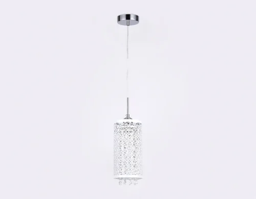 Светильник подвесной TR3636 Ambrella light белый 1 лампа, основание хром в стиле хай-тек современный  фото 3