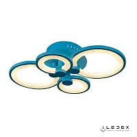 Люстра потолочная LED с пультом Ring A001/4 BLUE iLedex голубая на 1 лампа, основание голубое в стиле хай-тек модерн кольца с пультом