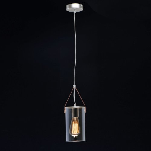 Светильник подвесной Тетро 673014801 DeMarkt прозрачный янтарный 1 лампа, основание серебряное в стиле современный  фото 2