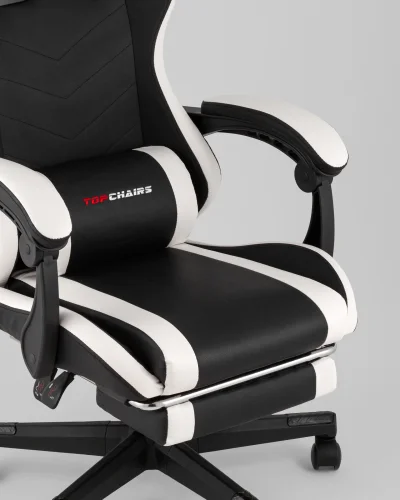 Кресло спортивное TopChairs Prophet с оттоманкой, черно-белый УТ000039480 Stool Group, чёрный/текстиль, ножки/полимер/чёрный, размеры - 1250*1350***68* фото 2