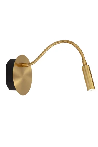 Бра с выключателем LED Jolijn 77289/03/02 Lucide матовый золото латунь на 1 лампа, основание матовое золото чёрное в стиле современный гибкая ножка для чтения
