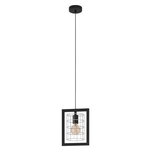 Светильник подвесной Jubily 43662 Eglo чёрный белый 1 лампа, основание чёрное в стиле современный лофт 