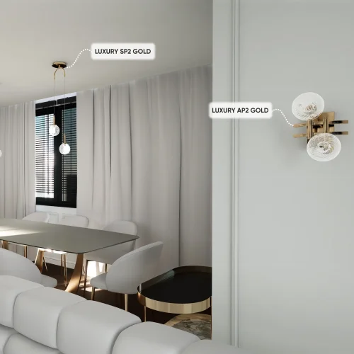 Бра LUXURY AP2 GOLD Crystal Lux прозрачный на 2 лампы, основание золотое в стиле арт-деко шар молекула фото 7