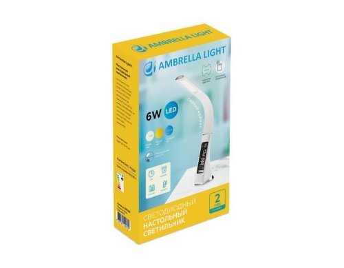 Настольная лампа офисная LED DE508 Ambrella light белая 1 лампа, основание белое металл в стиле хай-тек современный  фото 6