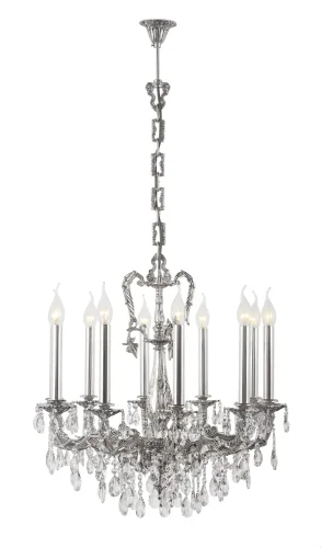Люстра хрустальная подвесная Aosta E 1.1.10.200 SB Dio D'Arte без плафона на 10 ламп, основание серебряное серое в стиле классика 