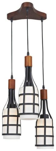 Светильник подвесной 589-706-03 Velante прозрачный 3 лампы, основание коричневое чёрное в стиле кантри 