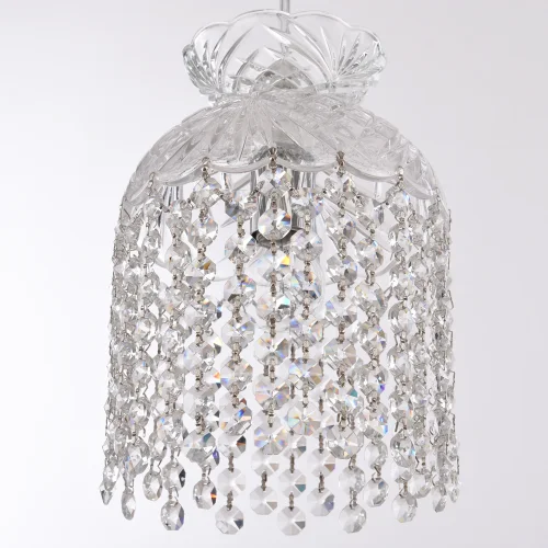 Светильник подвесной 14781P/16 Ni R Bohemia Ivele Crystal прозрачный 1 лампа, основание никель в стиле классический r фото 2