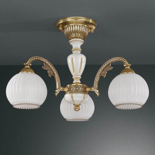 Люстра потолочная  PL 8830/3 Reccagni Angelo белая на 3 лампы, основание золотое в стиле классика 