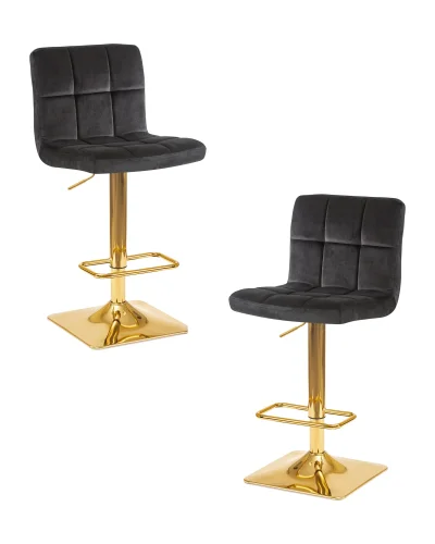 Стул барный набор 2 шт. SET-2 5016-LM GOLDIE, цвет сиденья черный (MJ9-101), цвет основания золото Dobrin, /велюр, ножки/металл/золотой, размеры - 940*1150***420*520