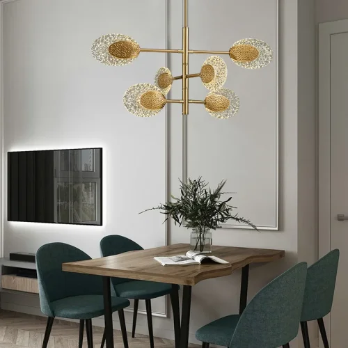 Люстра потолочная CERES B 219409-23 ImperiumLoft прозрачная на 6 ламп, основание латунь в стиле современный фото 4 Люстра потолочная CERES B 219409-23 ImperiumLoft прозрачная на 6 ламп, основание латунь в стиле современный фото 4