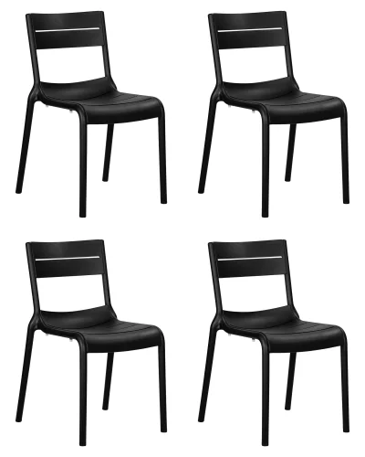 Стул обеденный набор 4 шт. SET-4 902PP-LMZL TIM, цвет черный (B-03) Dobrin, /полимер, ножки/пластик/чёрный, размеры - *815***475*565