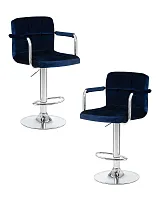 Стул барный набор 2 шт. SET-2 5011-LM KRUGER ARM, цвет сиденья синий велюр (MJ9-117), цвет основания хромированная сталь Dobrin, /велюр, ножки/металл/хром, размеры - 920*1130***515*490 Стул барный набор 2 шт. SET-2 5011-LM KRUGER ARM, цвет сиденья синий велюр (MJ9-117), цвет основания хромированная сталь Dobrin, /велюр, ножки/металл/хром, размеры - 920*1130***515*490