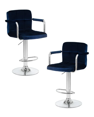 Стул барный набор 2 шт. SET-2 5011-LM KRUGER ARM, цвет сиденья синий велюр (MJ9-117), цвет основания хромированная сталь Dobrin, /велюр, ножки/металл/хром, размеры - 920*1130***515*490 Стул барный набор 2 шт. SET-2 5011-LM KRUGER ARM, цвет сиденья синий велюр (MJ9-117), цвет основания хромированная сталь Dobrin, /велюр, ножки/металл/хром, размеры - 920*1130***515*490