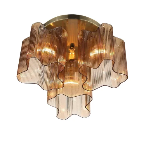 Люстра потолочная Onde SL117.302.03 ST-Luce янтарная на 3 лампы, основание бронзовое в стиле современный  фото 3