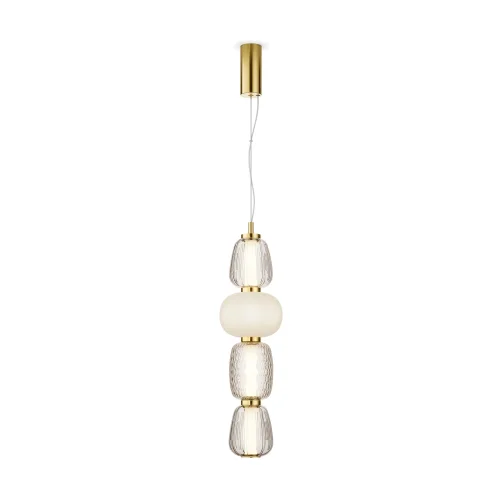 Светильник подвесной LED Pattern MOD267PL-L32G3K Maytoni белый прозрачный на 1 лампу, основание золотое в стиле современный арт-деко 