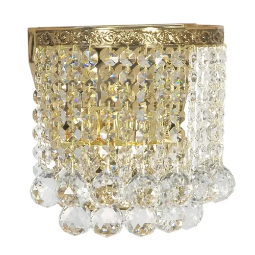 Бра хрустальный Castellana E 2.10.501 G Arti Lampadari без плафона прозрачный на 1 лампа, основание золотое в стиле классический 