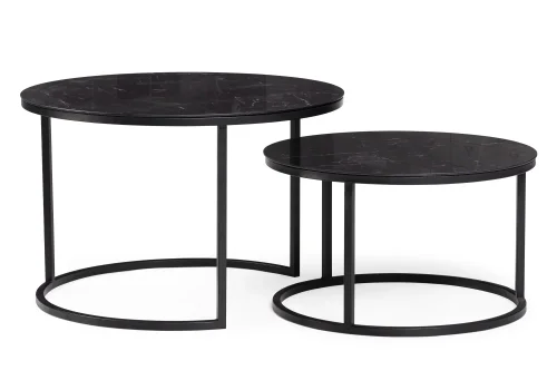 Комплект столиков Плумерия черный мрамор / черный 553550 Woodville столешница мрамор черный из стекло
