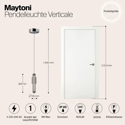 Светильник подвесной LED Verticale MOD308PL-L9CH3K Maytoni прозрачный на 1 лампу, основание хром в стиле современный фото 5