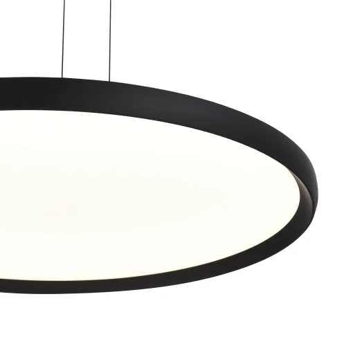 Светильник подвесной LED Satellite SL6015.403.01 ST-Luce белый чёрный 1 лампа, основание чёрное в стиле современный хай-тек минимализм кольца с пультом фото 2