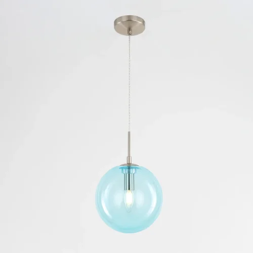 Светильник подвесной Томми CL102627 Citilux голубой 1 лампа, основание матовое хром в стиле современный шар фото 4