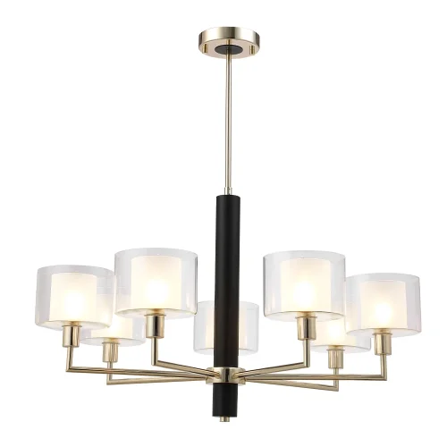 Люстра на штанге MAESTRO SP-PL7 GOLD Crystal Lux белая прозрачная на 7 ламп, основание золотое в стиле современный фото 2