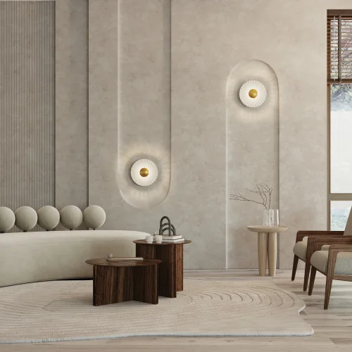 Бра LED Fiore MOD233WL-L11BS3K Maytoni белый латунь на 1 лампу, основание латунь в стиле современный отражённый свет фото 9