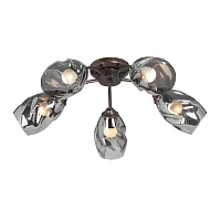 Люстра потолочная V4936-7/5PL Vitaluce серая чёрная на 5 ламп, основание бронзовое в стиле арт-деко 