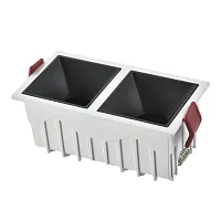 Светильник точечный LED ST757.438.20 ST-Luce чёрный на 2 лампы, основание белое в стиле современный прямоугольный