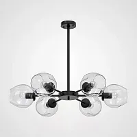 Люстра на штанге MARINE B 6 Black/Transparent 140860-26 ImperiumLoft прозрачная на 6 ламп, основание чёрное в стиле скандинавский 