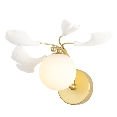 Бра COLIBRI AP1 GOLD Crystal Lux белый на 1 лампа, основание золотое в стиле флористика шар фото 5