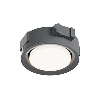 Светильник точечный для натяжного ПВХ потолка Intro DL019-GX53-B Maytoni белый 1 лампа, основание чёрное в стиле современный хай-тек круглый для пвх потолка