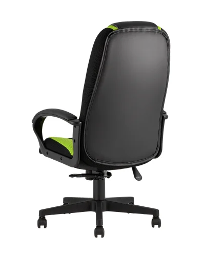 Кресло игровое TopChairs ST-CYBER 9 GREEN (Спинка и сиденье комбо ткань/экокожа, цвет черный/зеленый УТ000034844 Stool Group, зелёный/экокожа, ножки/металл/чёрный, размеры - ****660*700 фото 4