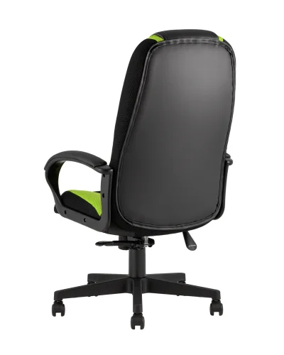 Кресло игровое TopChairs ST-CYBER 9 GREEN (Спинка и сиденье комбо ткань/экокожа, цвет черный/зеленый УТ000034844 Stool Group, зелёный/экокожа, ножки/металл/чёрный, размеры - ****660*700 фото 5
