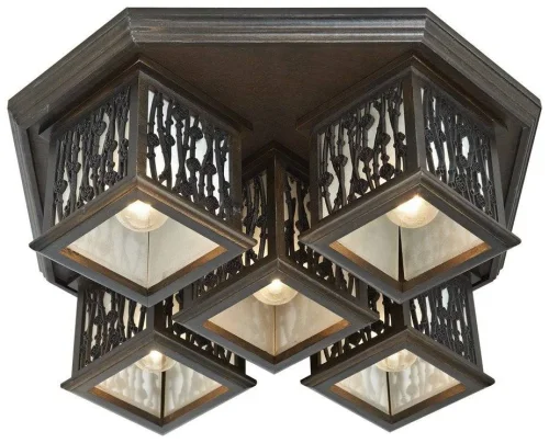 Светильник потолочный 593-727-05 Velante коричневый 5 ламп, основание коричневое в стиле кантри 