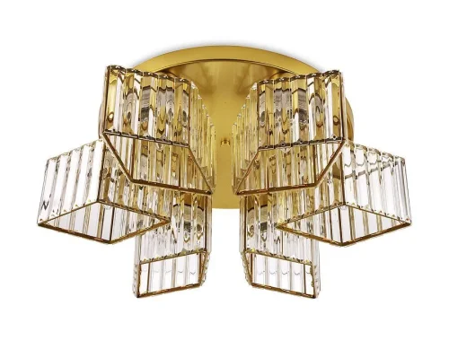 Люстра потолочная TR5211 Ambrella light прозрачная на 6 ламп, основание золотое в стиле современный  фото 3