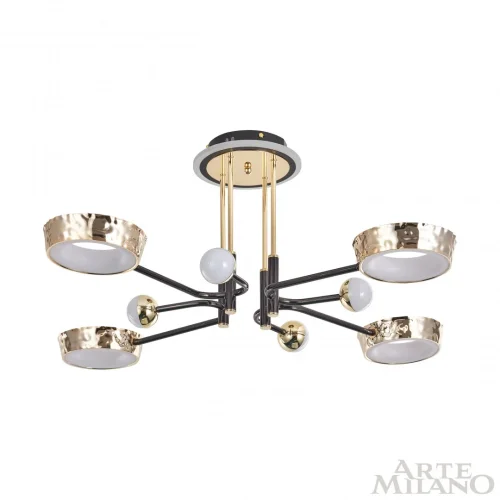 Люстра потолочная LED Ferrara-73210 273210/8 BK/GD Arte Milano белая на 1 лампу, основание золотое в стиле современный хай-тек фото 7