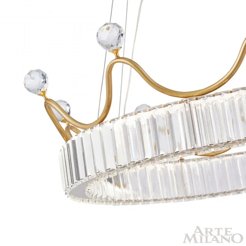 Люстра подвесная LED с пультом AM-Venezia 310322/D600 GD Arte Milano прозрачная на 1 лампу, основание латунь в стиле современный кольца с пультом фото 5