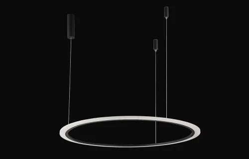 Люстра подвесная LED с пультом MANZANA SP40W LED D1000 BLACK Crystal Lux белая на 1 лампу, основание чёрное в стиле современный с пультом кольца фото 2