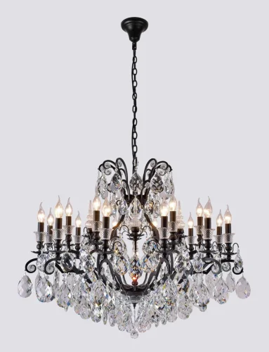 Люстра подвесная MAGNIFICO SP19 BLACK/TRANSPARENT Crystal Lux без плафона на 19 ламп, основание чёрное в стиле классический фото 2