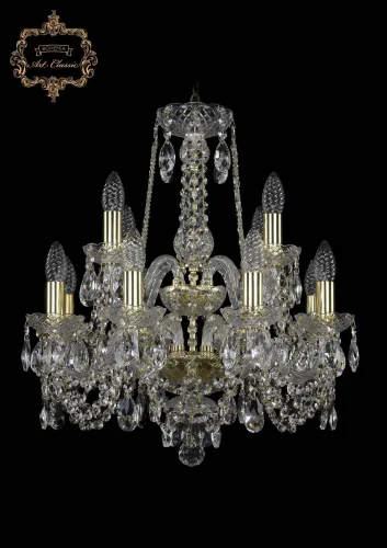 Люстра подвесная хрустальная 11.11.8+4.165.2d.Gd.Sp Bohemia Art Classic прозрачная на 12 ламп, основание золотое в стиле классический 