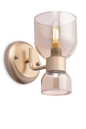 Бра Isla FR5094WL-01G Freya янтарный прозрачный на 1 лампа, основание матовое золото в стиле современный 