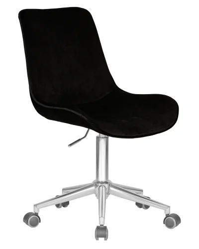 Кресло офисное 9518-LM DORA, цвет сиденья черный (1922-21), цвет основания хромированная сталь Dobrin, чёрный/велюр, ножки/металл/хром, размеры - 840*990***600*600 фото 2