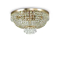 Люстра хрустальная CAESAR PL6 ORO Ideal Lux прозрачная на 6 ламп, основание золотое в стиле классический 